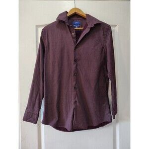 Apt. 9 Mens Slim Fit Long Sleeve Burgundy Small Flower Patterned Shirt Size M